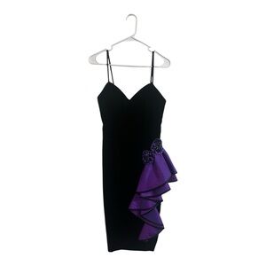 New Leaf Deep Purple Velvet & Satin 1980’s Retro Prom Cocktail Dress